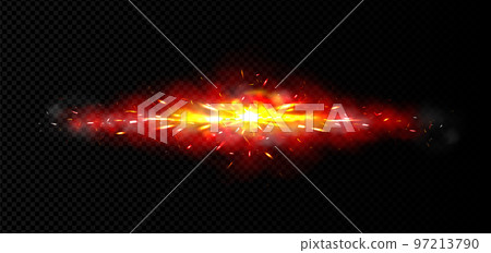 Explosion effect with fire, sparks and smoke 97213790