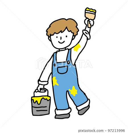 Illustration of a child painting Illustration of a child painting 97213996