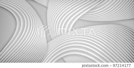 3D渲染白色曲面線條抽象紋理背景 97214177