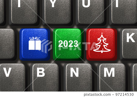 Computer keyboard with Christmas keys 97214530