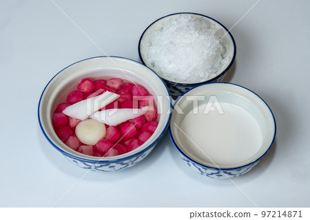 TabTim Krob (Water Chestnuts in Coconut Milk) Thai dessert TabTim Krob (Water Chestnuts in Coconut Milk) Thai dessert 97214871