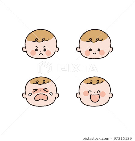 情緒和悲傷嬰兒臉圖標彩色線條畫集 情緒和悲傷嬰兒臉圖標彩色線條畫集 97215129