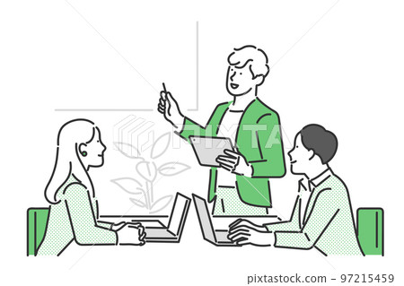 商務人士在團隊中進行演示的插圖素材 97215459