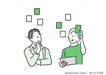 提出各種想法並思考計劃的商務人士的插圖素材 97215466