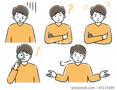 一個年輕人擺出各種姿勢的簡單插圖集 一個年輕人擺出各種姿勢的簡單插圖集 97215699