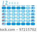 2023 年十二月日曆天藍色 97215702