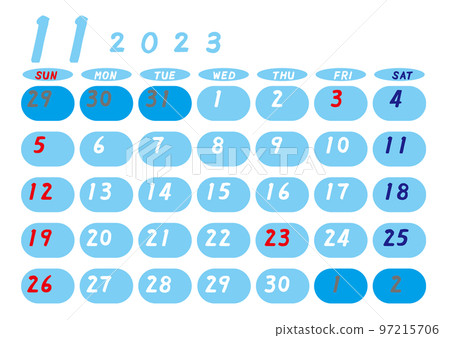 2023 Calendar November Sky Blue 97215706