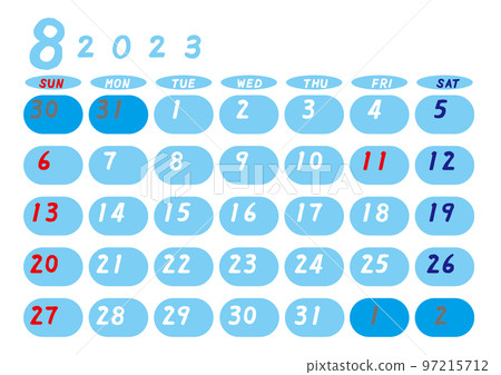 2023 年日曆八月天藍色 97215712