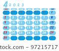 2023 年日曆四月天藍色 97215717