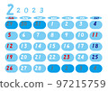 2023 年日曆二月天藍色 97215759