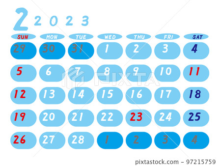 2023 年日曆二月天藍色 97215759