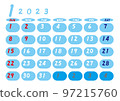 2023 年日曆一月天藍色 97215760