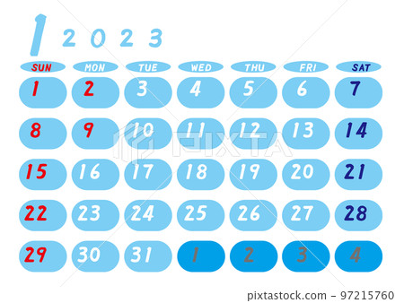 2023 年日曆一月天藍色 97215760