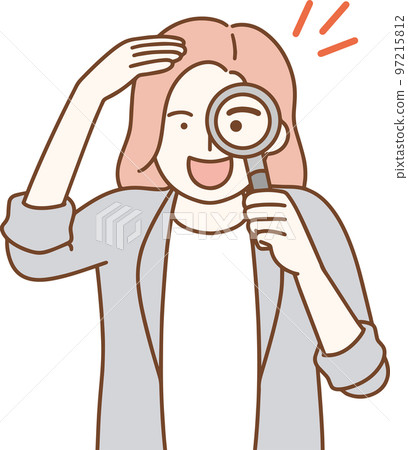 Women with a magnifying glass Economic information Simple illustration 97215812