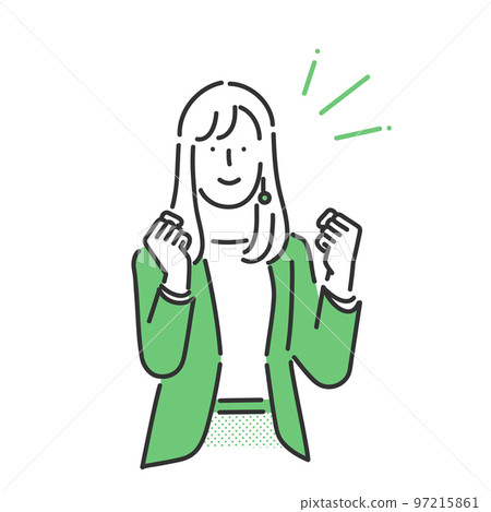 以積極的表情擺出膽量姿勢的商務人士的插圖素材 97215861