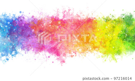 五顏六色的水彩畫筆痕跡。液滴,帶。 五顏六色的水彩畫筆痕跡。液滴,帶。 97216014