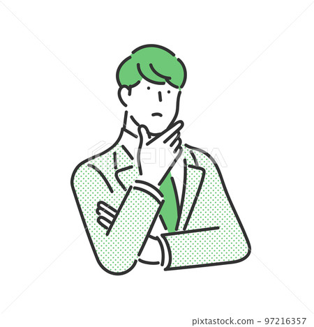 雙臂交叉思考的男性商務人士插畫素材 雙臂交叉思考的男性商務人士插畫素材 97216357