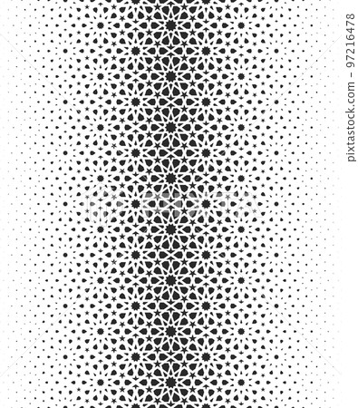 Geometric pattern of black figures on a white background. Seamless in one direction.SCALE method Geometric pattern of black figures on a white background. Seamless in one direction.SCALE method 97216478