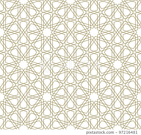Seamless arabic geometric ornament in brown color. Seamless arabic geometric ornament in brown color. 97216481