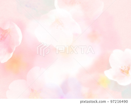 柔和的櫻花和日本紙材料 97216490