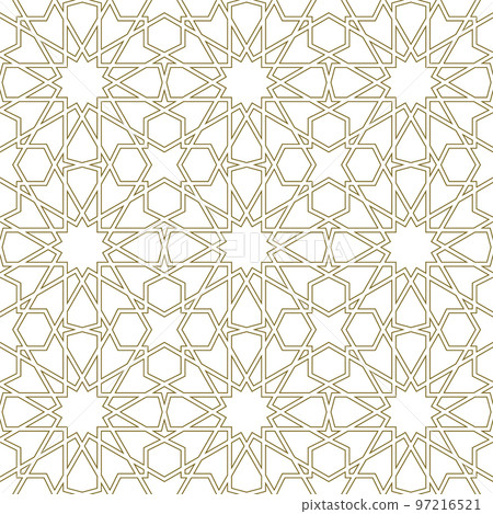 Seamless arabic geometric ornament in brown color. Seamless arabic geometric ornament in brown color. 97216521