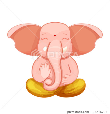 Ganesh god cute character lotus pose,... - Stock Illustration [97216705] -  PIXTA