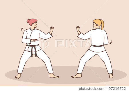 Women practice martial arts Women practice martial arts 97216722