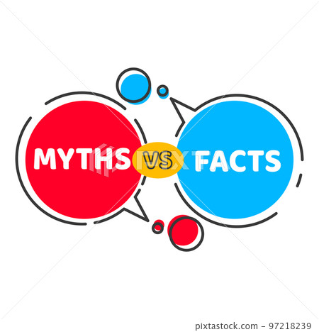 Myths vs facts icon. Truth and false, true versus lie thin line speech bubbles. Vector badge of myth busting or fact checking, red and blue word balloons of true and false quiz, reality vs fiction Myths vs facts icon. Truth and false, true versus lie thin line speech bubbles. Vector badge of myth busting or fact checking, red and blue word balloons of true and false quiz, reality vs fiction 97218239