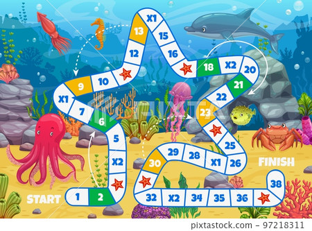 Kids board game cartoon underwater landscape... - Stock Illustration  [97218311] - PIXTA
