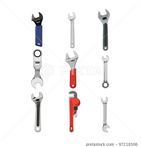 wrench tool set cartoon vector illustration 97218506