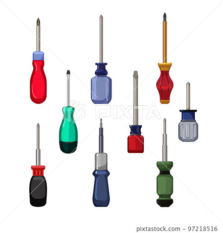 screwdriver tool set cartoon vector illustration 97218516