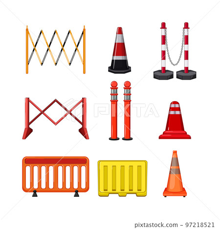 road barrier set cartoon vector illustration 97218521