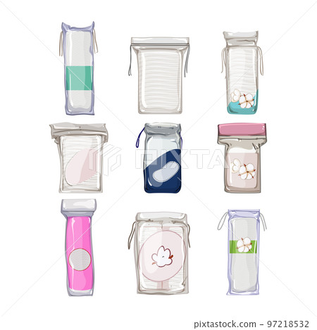 cotton pad set cartoon vector illustration 97218532