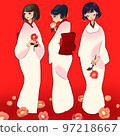 三個穿著山茶花和服的女人 97218667