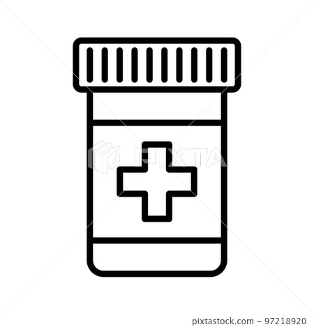 Medical pills bottle icon. Pictogram isolated on a white background. 97218920