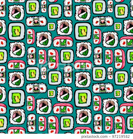 Vector Japanese Sushi Seamless Pattern 97219582