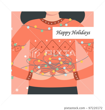 Merry Christmas and a happy new year. Greeting card or poster. Design template with typography for web, social media, print 97220172