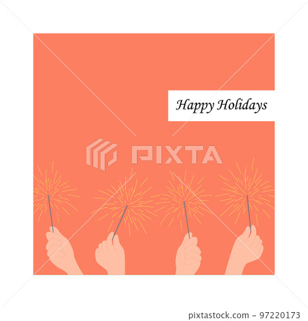 Merry Christmas and a happy new year. Greeting card or poster. Design template with typography and sparklers. For the Internet, social networks, print 97220173