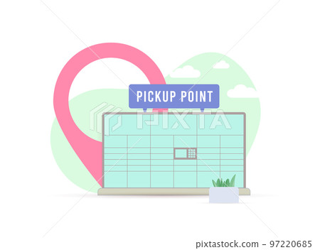 Parcel locker - autonomous self-service terminal with locked cells with parcels, orders from an online store. Postal delivery contactless service locker with digital panel for password 97220685