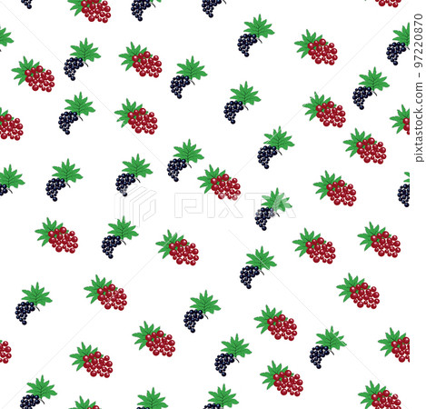 Seamless pattern with red and black currant berries and leaves. Summer food print 97220870