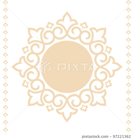 Decorative frame Elegant vector element for design in Eastern style, place for text. Floral beige and white border. Lace illustration for invitations and greeting cards 97221362