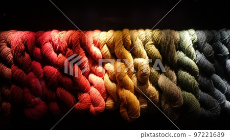 A band of colored and woven wool. 97221689