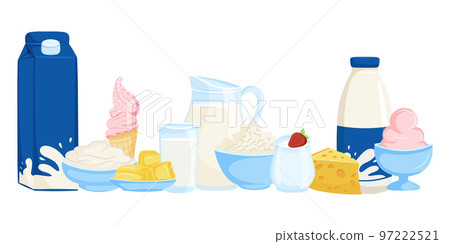 Healthy milk products set, vector illustration 97222521