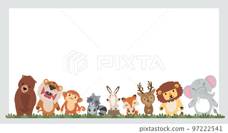Set of Forest Animals flat background 97222541