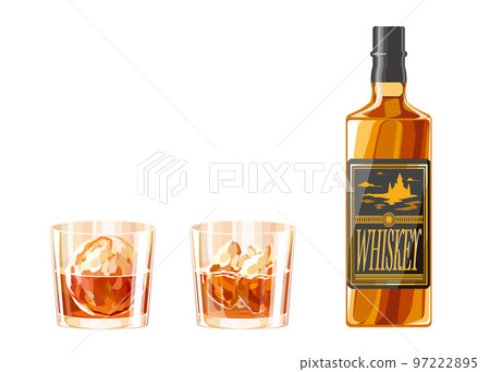 Illustration set of whiskey and rock glass Illustration set of whiskey and rock glass 97222895