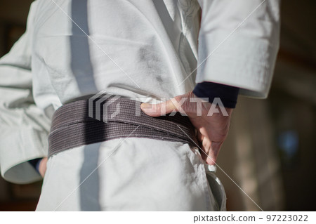 Back view of teacher in karate classroom Back view of teacher in karate classroom 97223022