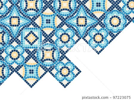 Ancient mosaic tile background. Decorative antique stone ornament. 97223075