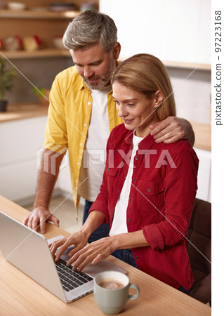 Mature Couple Using Laptop Together. Husband And Wife Computer Social Network 97223168