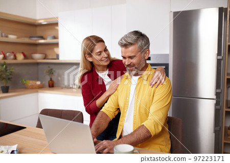 Mature Couple Using Laptop Together. Husband And Wife Computer Social Network 97223171