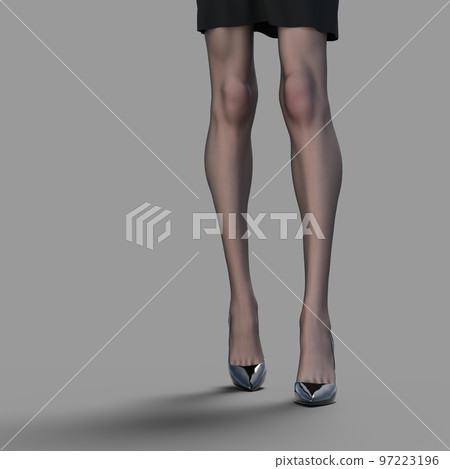 Beautiful legs of a woman wearing stockings perming3DCG illustration material 97223196